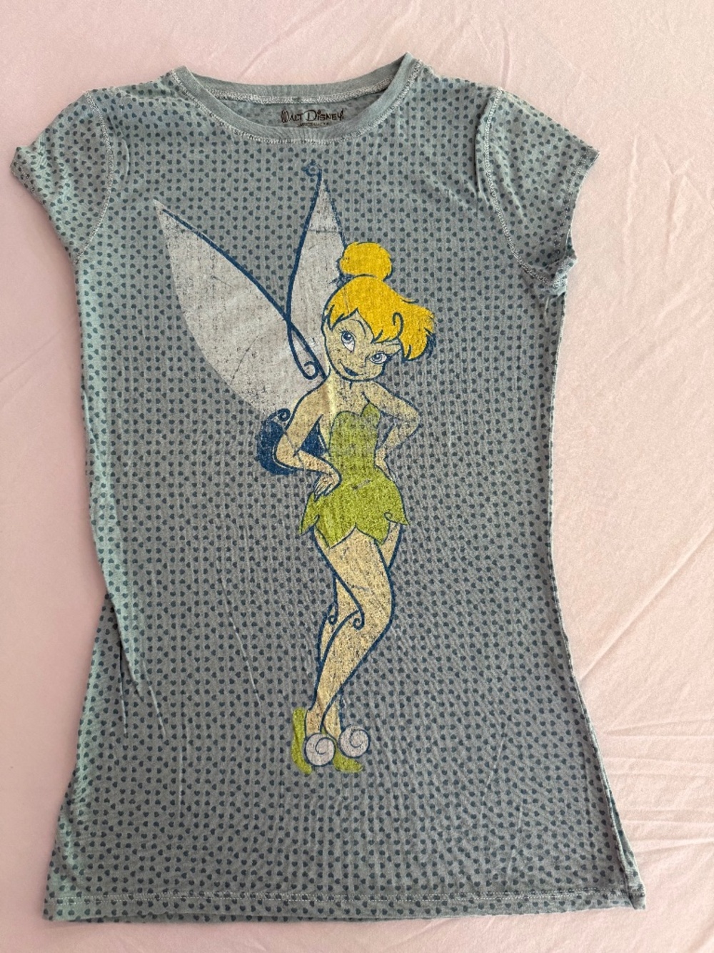 Blue Slim Fit Tinkerbell T-Shirt Cap Sleeves Size L